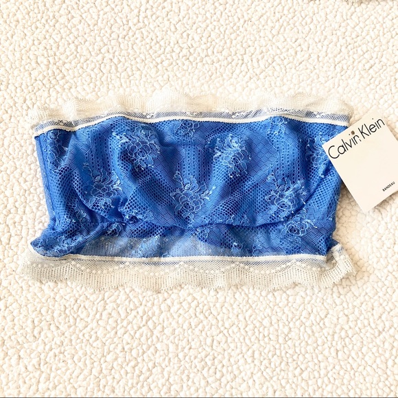 Calvin Klein Other - NWT $28 Calvin Klein Lace Blue and White Bandeau Size S
